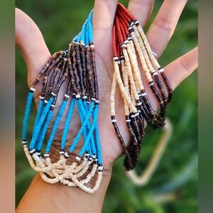 Native American handmade seven-strand heishi shell necklace